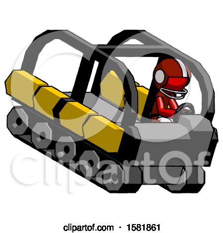 Red Football Player Man Driving Amphibious Tracked Vehicle Top Angle View by Leo Blanchette