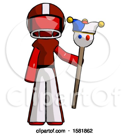 Red Football Player Man Holding Jester Staff by Leo Blanchette