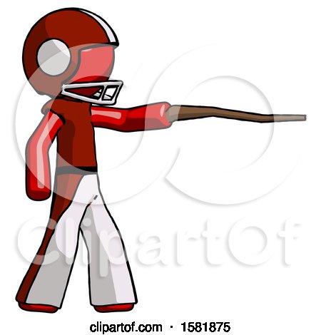 Red Football Player Man Pointing with Hiking Stick by Leo Blanchette