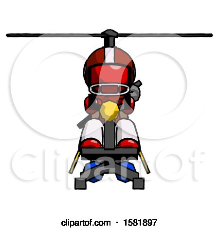 Red Football Player Man Flying in Gyrocopter Front View by Leo Blanchette