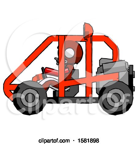 Red Football Player Man Riding Sports Buggy Side View by Leo Blanchette