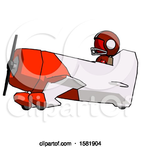 Red Football Player Man in Geebee Stunt Aircraft Side View by Leo Blanchette
