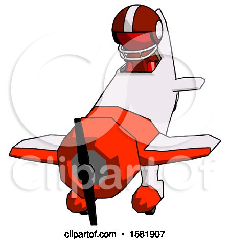 Red Football Player Man in Geebee Stunt Plane Descending Front Angle View by Leo Blanchette