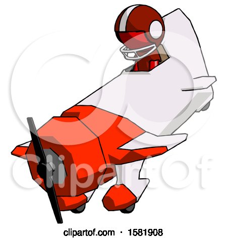 Red Football Player Man in Geebee Stunt Plane Descending View by Leo Blanchette