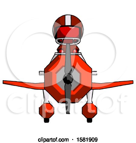 Red Football Player Man in Geebee Stunt Plane Front View by Leo Blanchette