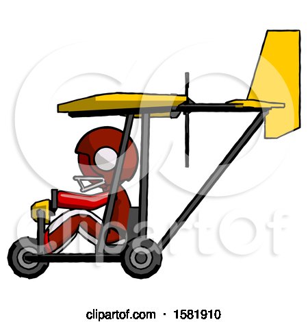 Red Football Player Man in Ultralight Aircraft Side View by Leo Blanchette