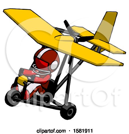 Red Football Player Man in Ultralight Aircraft Top Side View by Leo Blanchette