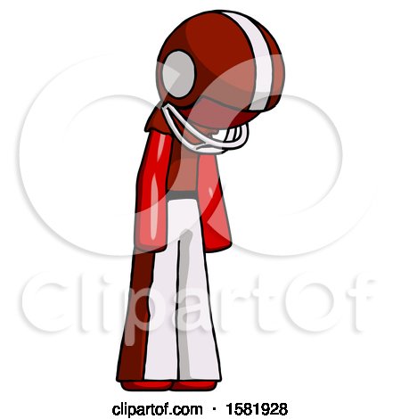 Red Football Player Man Depressed with Head down Turned Right by Leo Blanchette
