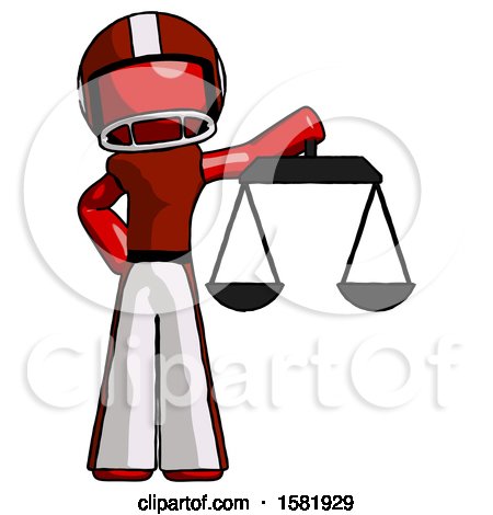 Red Football Player Man Holding Scales of Justice by Leo Blanchette