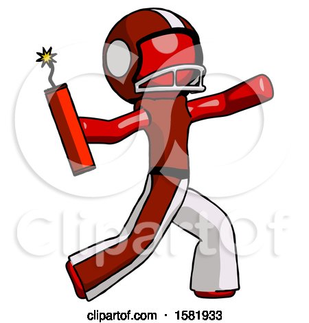 Red Football Player Man Throwing Dynamite by Leo Blanchette