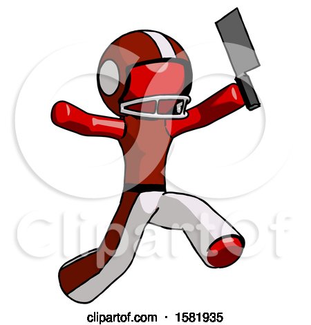 Red Football Player Man Psycho Running with Meat Cleaver by Leo Blanchette
