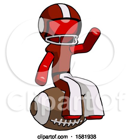 Red Football Player Man Sitting on Giant Football by Leo Blanchette