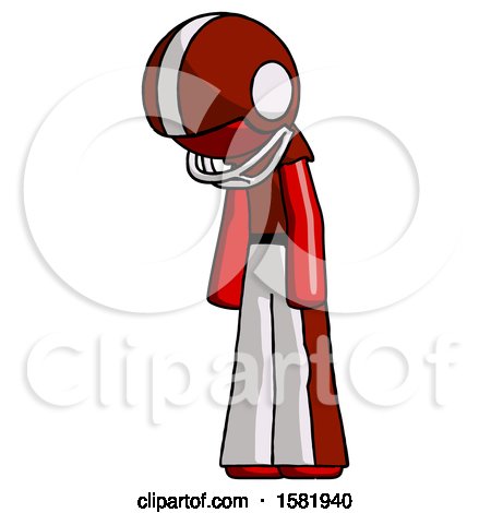 Red Football Player Man Depressed with Head down Turned Left by Leo Blanchette
