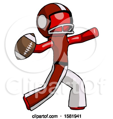 Red Football Player Man Throwing Football by Leo Blanchette