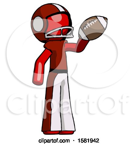 Red Football Player Man Holding Football up by Leo Blanchette