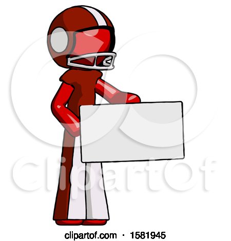 Red Football Player Man Presenting Large Envelope by Leo Blanchette