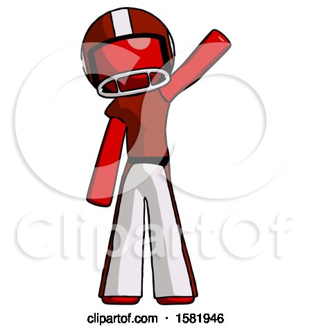 Red Football Player Man Waving Emphatically with Left Arm by Leo Blanchette