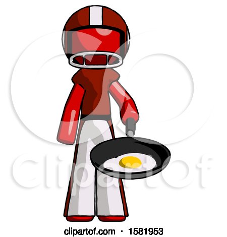 Red Football Player Man Frying Egg in Pan or Wok by Leo Blanchette