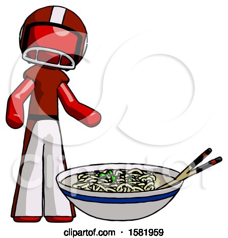 Red Football Player Man and Noodle Bowl, Giant Soup Restaraunt Concept by Leo Blanchette