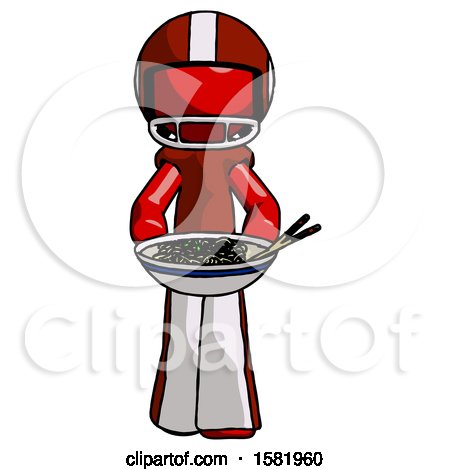 Red Football Player Man Serving or Presenting Noodles by Leo Blanchette
