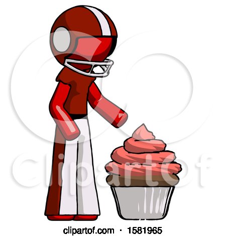 Red Football Player Man with Giant Cupcake Dessert by Leo Blanchette