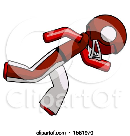 Red Football Player Man Running While Falling down by Leo Blanchette