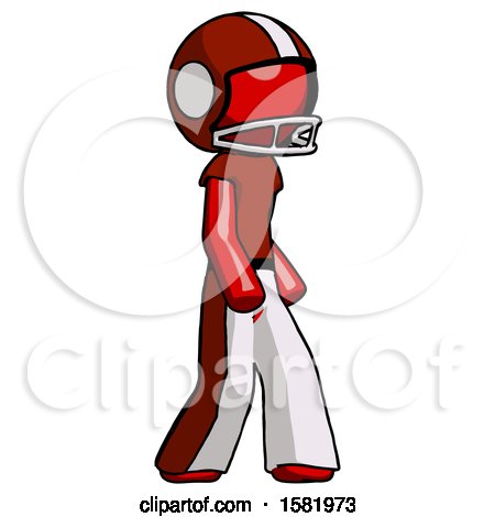 Red Football Player Man Walking Turned Right Front View by Leo Blanchette