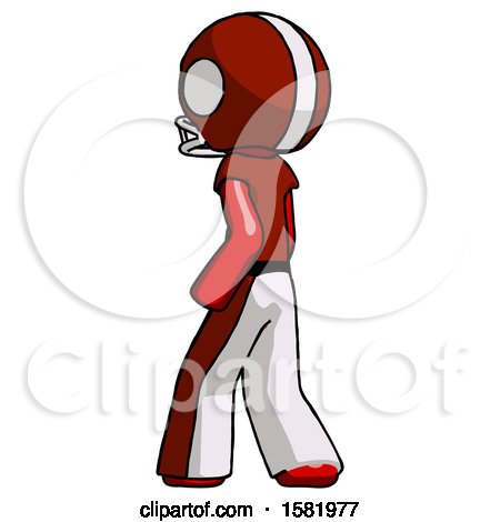 Red Football Player Man Walking Away Direction Left View by Leo Blanchette