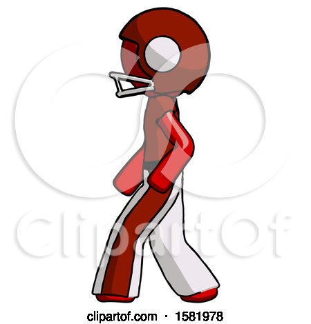 Red Football Player Man Walking Left Side View by Leo Blanchette