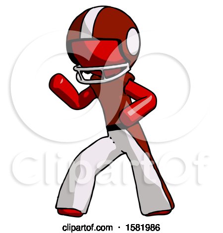 Red Football Player Man Martial Arts Defense Pose Left by Leo Blanchette