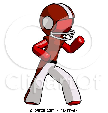 Red Football Player Man Martial Arts Defense Pose Right by Leo Blanchette