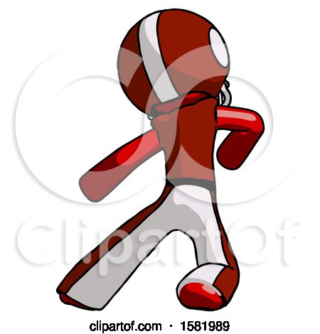 Red Football Player Man Karate Defense Pose Left by Leo Blanchette