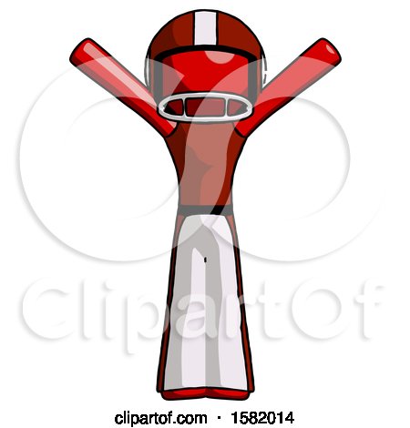 Red Football Player Man with Arms out Joyfully by Leo Blanchette