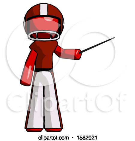 Red Football Player Man Teacher or Conductor with Stick or Baton Directing by Leo Blanchette