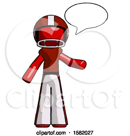 Red Football Player Man with Word Bubble Talking Chat Icon by Leo Blanchette