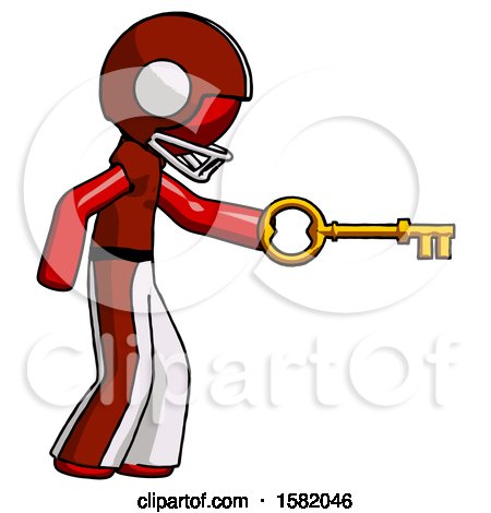 Red Football Player Man with Big Key of Gold Opening Something by Leo Blanchette