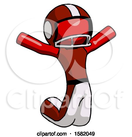 Red Football Player Man Jumping or Kneeling with Gladness by Leo Blanchette