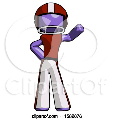 Purple Football Player Man Waving Left Arm with Hand on Hip by Leo Blanchette