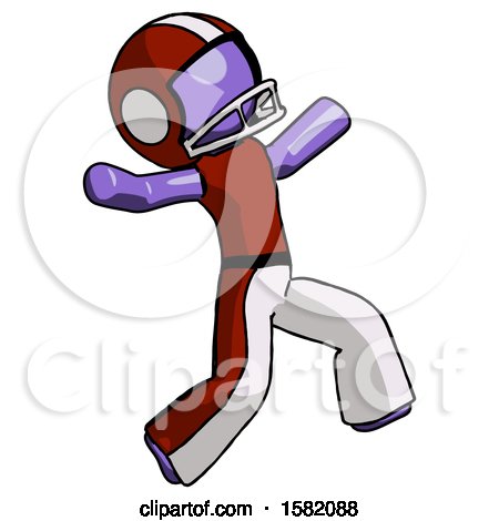 Purple Football Player Man Running Away in Hysterical Panic Direction Right by Leo Blanchette