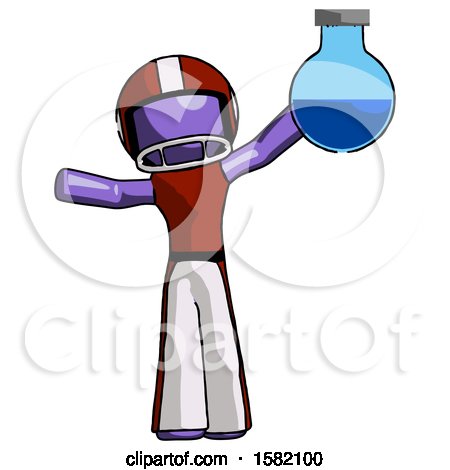 Purple Football Player Man Holding Large Round Flask or Beaker by Leo Blanchette