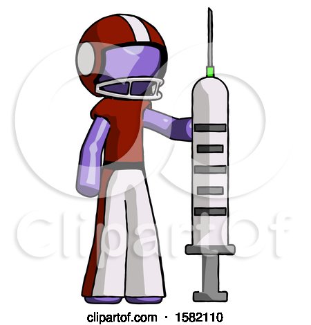 Purple Football Player Man Holding Large Syringe by Leo Blanchette