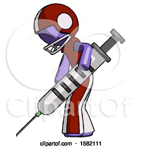 Purple Football Player Man Using Syringe Giving Injection by Leo Blanchette