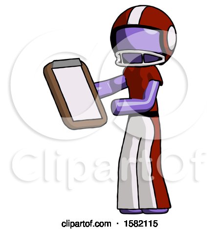 Purple Football Player Man Reviewing Stuff on Clipboard by Leo Blanchette