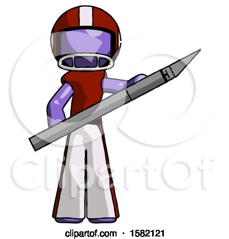 Purple Football Player Man Holding Large Scalpel by Leo Blanchette