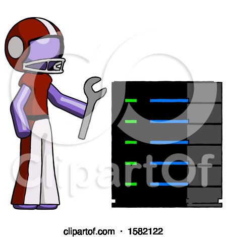 Purple Football Player Man Server Administrator Doing Repairs by Leo Blanchette