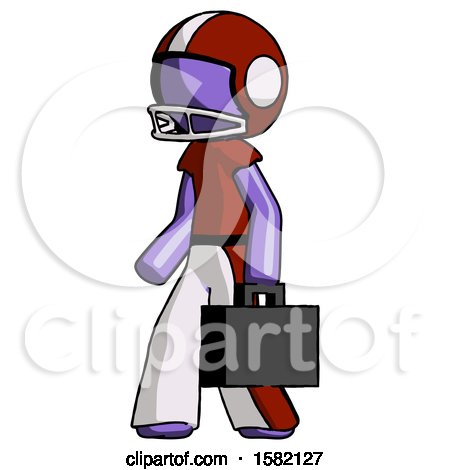 Purple Football Player Man Walking with Briefcase to the Left by Leo Blanchette