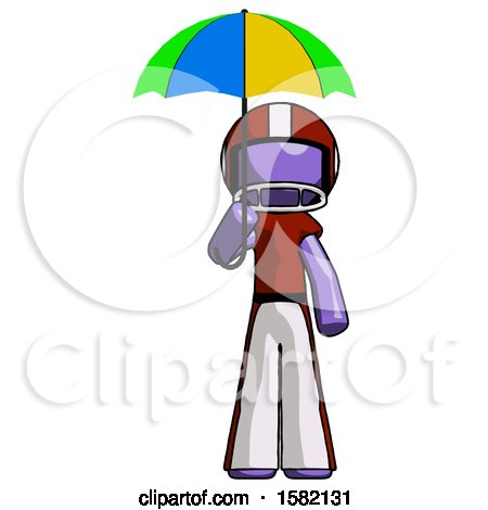 Purple Football Player Man Holding Umbrella Rainbow Colored by Leo Blanchette