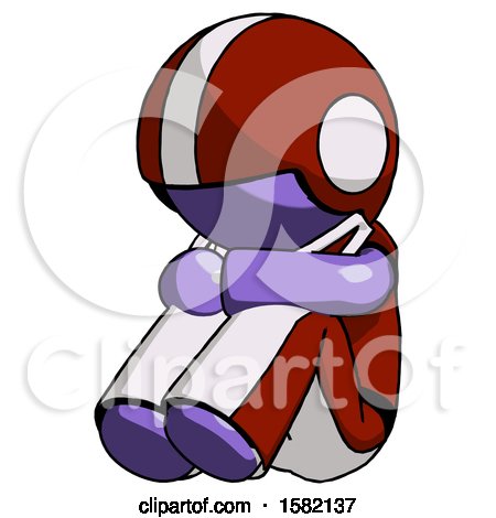 Purple Football Player Man Sitting with Head down Facing Angle Left by Leo Blanchette