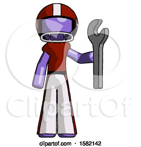 Purple Football Player Man Holding Wrench Ready to Repair or Work by Leo Blanchette