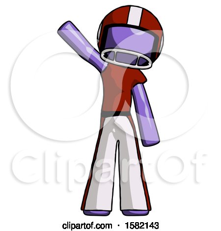 Purple Football Player Man Waving Emphatically with Right Arm by Leo Blanchette